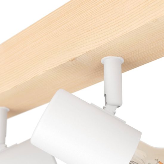 Eglo townshend 3 plafoniera con 4 faretti e27 orientabili 63cm per corridoio moderna marrone e bianca