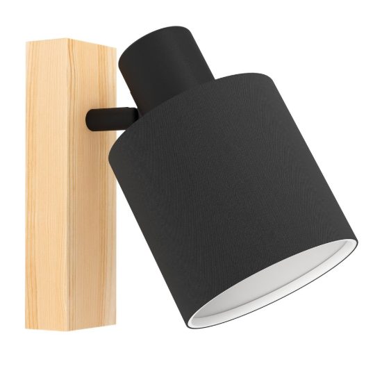 Eglo batallas applique con faretto e27 orientabile 10cm per soggiorno moderna marrone e nera