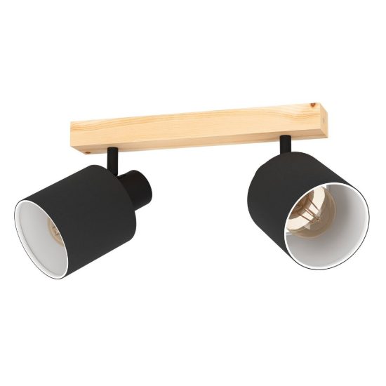 Eglo batallas plafoniera con 2 faretti e27 orientabili 30cm per corridoio moderna marrone e nera
