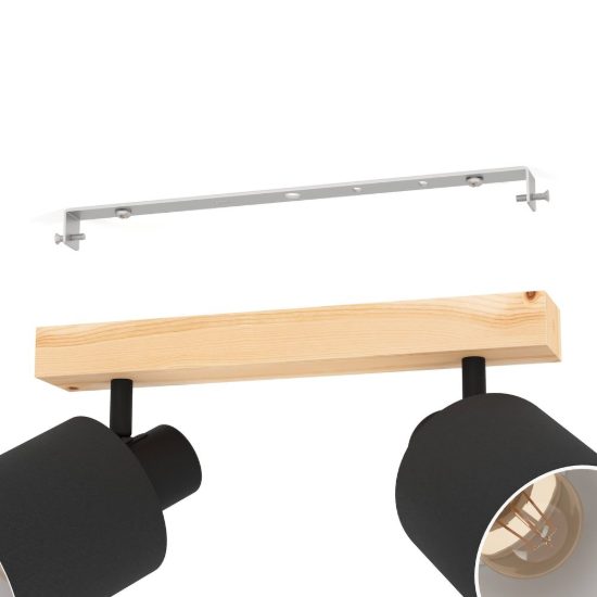 Eglo batallas plafoniera con 2 faretti e27 orientabili 30cm per corridoio moderna marrone e nera