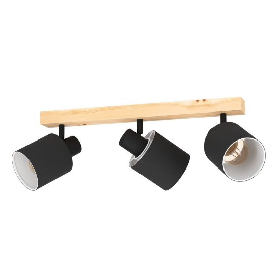 Eglo batallas plafoniera con 3 faretti e27 orientabili 48cm per corridoio moderna marrone e nera