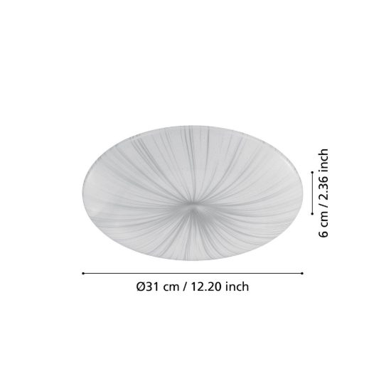 Eglo nieves plafoniera led 10w 3000k 31cm per cucina moderna bianca e argento