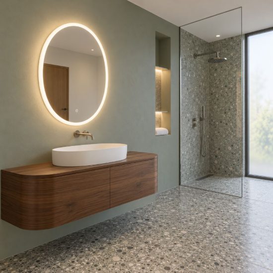 Eglo buenavista specchio con luce led 15,3w 4000k 60cm ip44 per bagno moderna argento