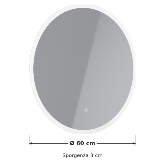 Eglo buenavista specchio con luce led 15,3w 4000k 60cm ip44 per bagno moderna argento