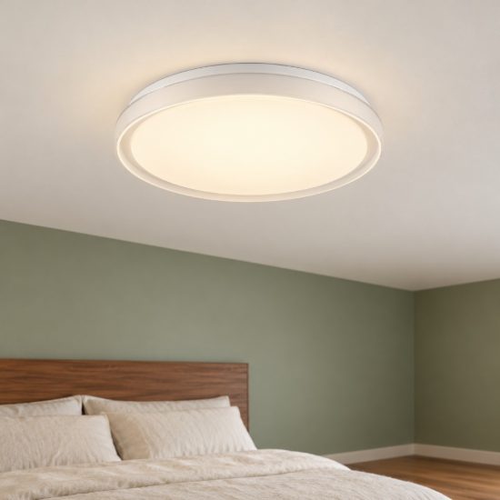 Eglo seluci plafoniera led 40w cct 3000k 6500k 49cm con telecomando per camera da letto moderna bianca