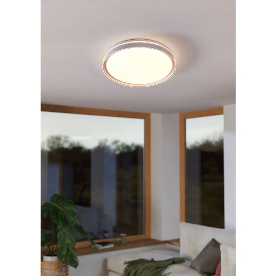 Eglo seluci plafoniera led 40w cct 3000k 6500k 49cm con telecomando per camera da letto moderna bianca