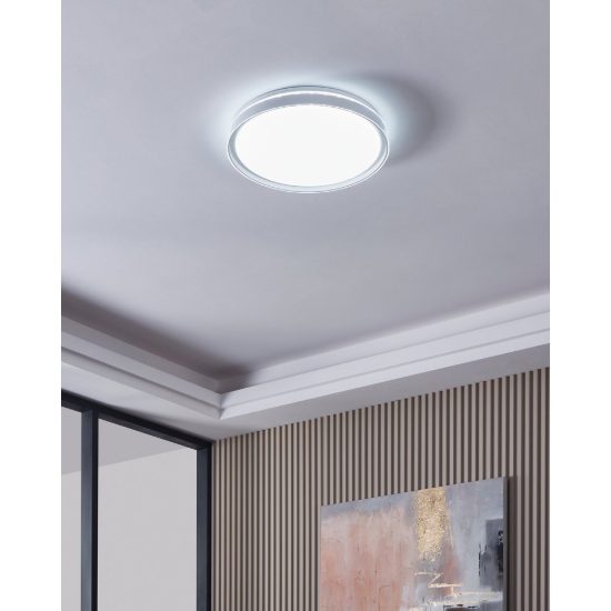 Eglo seluci plafoniera led 40w cct 3000k 6500k 49cm con telecomando per camera da letto moderna bianca