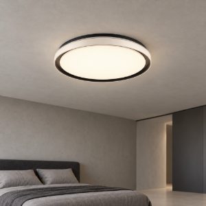 Eglo seluci plafoniera led 40w cct 3000k 6500k 49cm con telecomando per camera da letto moderna nera