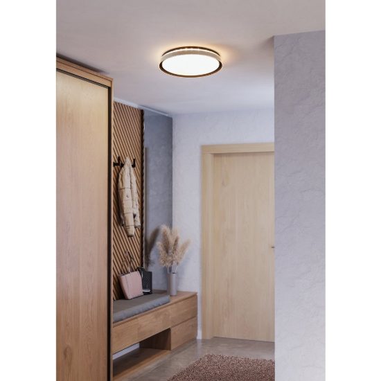 Eglo seluci plafoniera led 40w cct 3000k 6500k 49cm con telecomando per camera da letto moderna nera