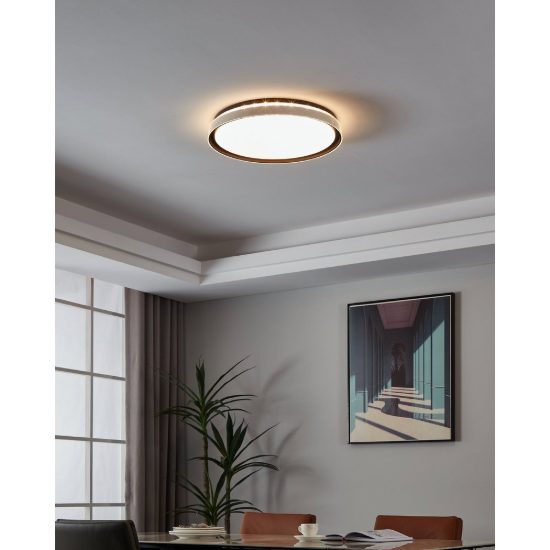 Eglo seluci plafoniera led 40w cct 3000k 6500k 49cm con telecomando per camera da letto moderna nera