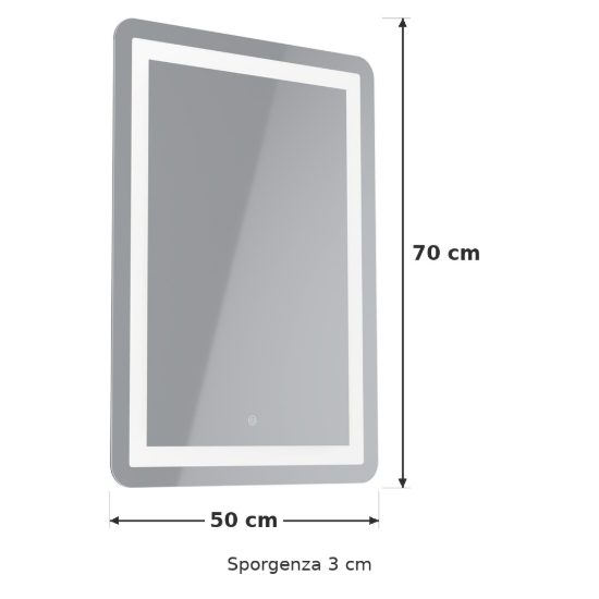 Eglo buenavista 1 specchio con luce led 15,7w cct 3000k 6500k 50cm ip44 per bagno moderna argento