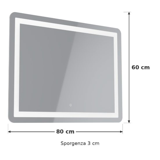 Eglo buenavista 1 specchio con luce led 18,6w cct 3000k 6500k 80cm ip44 per bagno moderna argento