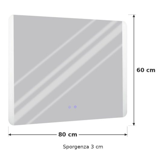 Eglo buenavista 2 specchio con luce led 24,8w cct 3000k 6500k 80cm ip44 per bagno moderna argento