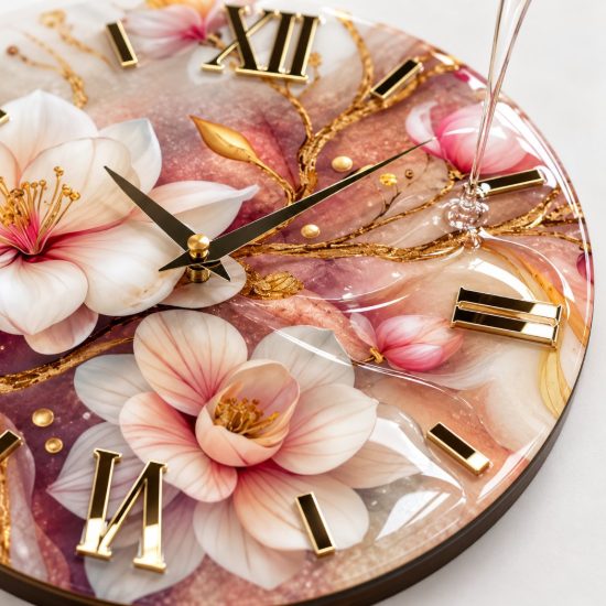 Orologio da parete moderno rotondo design floreale in resina 40cm
