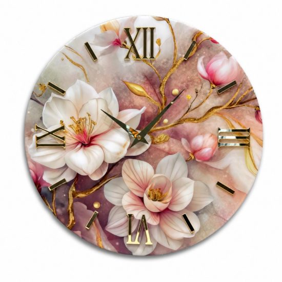 Orologio a parete in resina rotondo design floreale 60cm