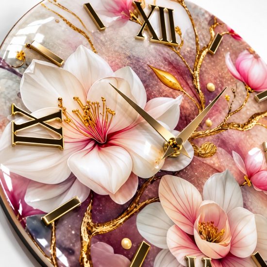 Orologio a parete in resina rotondo design floreale 60cm