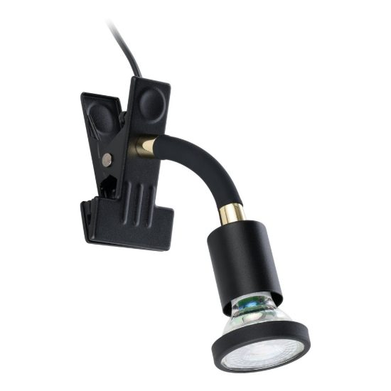 Eglo parrini 1 lampada a pinza gu10 led 4,5w 3000k 16cm per ufficio moderna nera e ottone