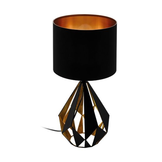 Eglo carlton 5 lampada da tavolo e27 51cm per soggiorno moderna nera e rame