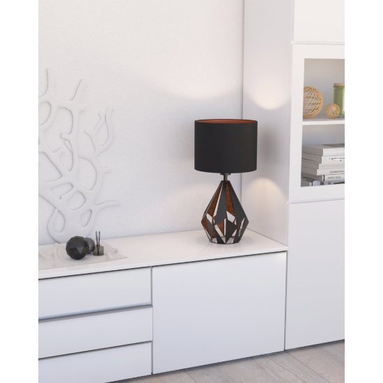 Eglo carlton 5 lampada da tavolo e27 51cm per soggiorno moderna nera e rame