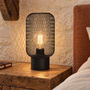 Eglo wrington abat-jour per camera da letto e27 28,5cm industriale nera