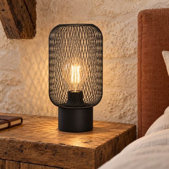 Eglo wrington abat-jour per camera da letto e27 28,5cm industriale nera