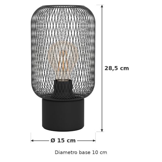 Eglo wrington abat-jour per camera da letto e27 28,5cm industriale nera