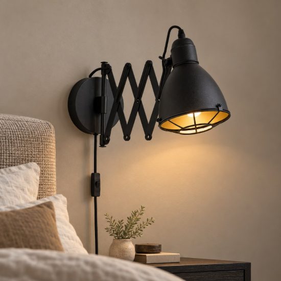 Eglo treburley applique per comodino camera da letto e27 15,5cm moderna nera e oro