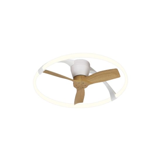 Ventilatore a plafone da soffitto bianco legno con telecomando led cct 2700k 5000k dimmerabile