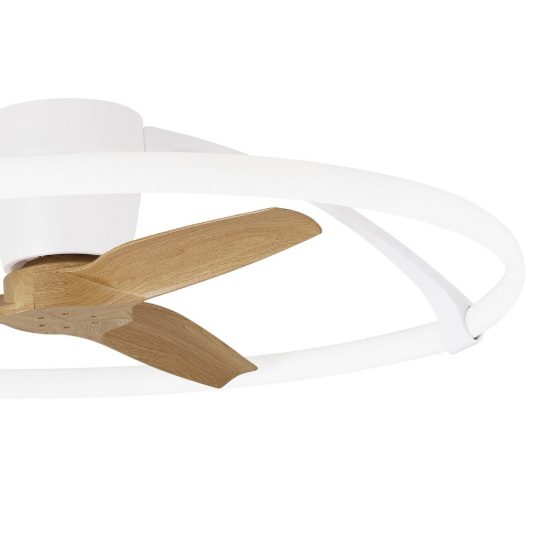 Ventilatore a plafone da soffitto bianco legno con telecomando led cct 2700k 5000k dimmerabile