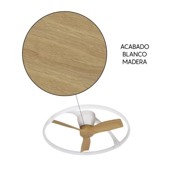 Ventilatore a plafone da soffitto bianco legno con telecomando led cct 2700k 5000k dimmerabile