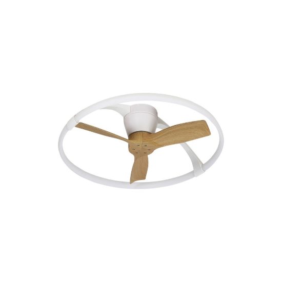 Ventilatore a plafone da soffitto bianco legno con telecomando led cct 2700k 5000k dimmerabile