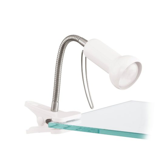 Eglo fabio lampada a pinza e14 37,5cm per ufficio moderna bianca e argento