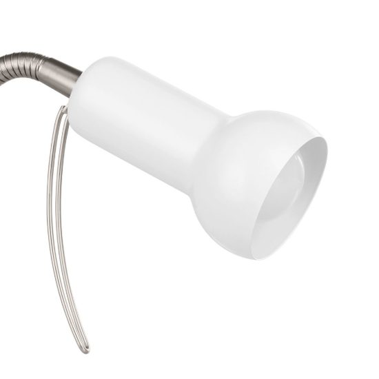 Eglo fabio lampada a pinza e14 37,5cm per ufficio moderna bianca e argento