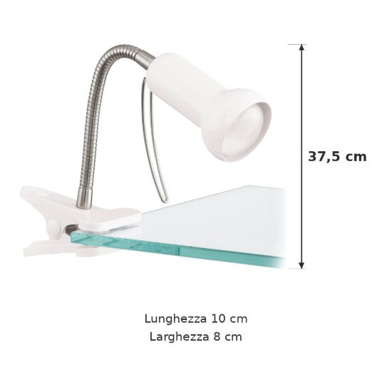 Eglo fabio lampada a pinza e14 37,5cm per ufficio moderna bianca e argento
