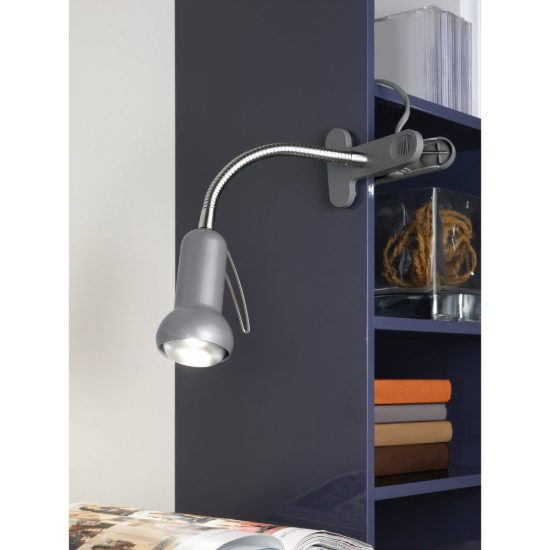 Eglo fabio lampada a pinza e14 30cm per ufficio moderna argento