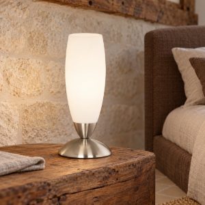 Eglo slim abat-jour per camera da letto e14 22cm moderna nichel