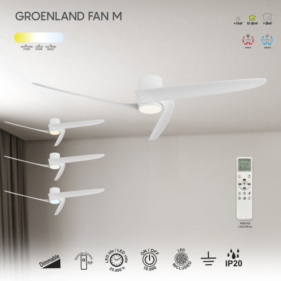 Ventilatore da soffitto bianco con luce con telecomando led 20w cct 2700k 5000k dimmerabile