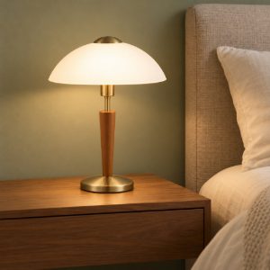 Eglo solo 1 abat-jour per camera da letto e14 35cm dimmerabile moderna brunito e noce