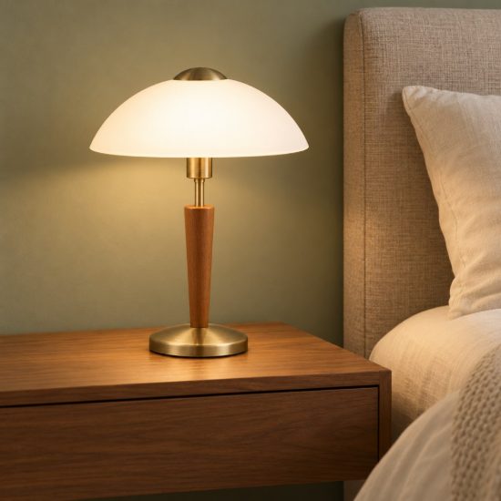 Eglo solo 1 abat-jour per camera da letto e14 35cm dimmerabile moderna brunito e noce