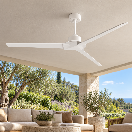 Ventilatore da soffitto da esterno bianco con luce e telecomando led cct 2700k 5000k ip44