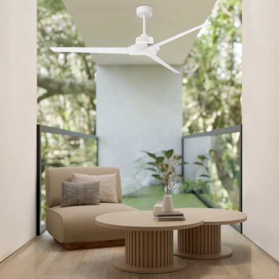 Ventilatore da soffitto da esterno bianco con luce e telecomando led cct 2700k 5000k ip44