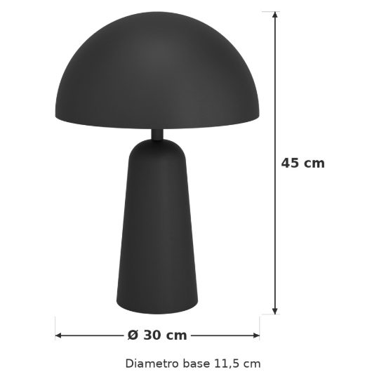 Eglo aranzola lampada da tavolo e27 45cm per camera da letto moderna nera e bianca