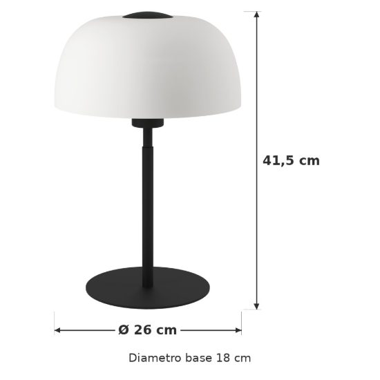 Eglo solo 2 lampada da tavolo e27 41,5cm per soggiorno moderna nera