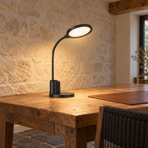 Eglo brolini lampada da scrivania led 2,1w cct 2700k 6500k 55cm dimmerabile per ufficio moderna nera