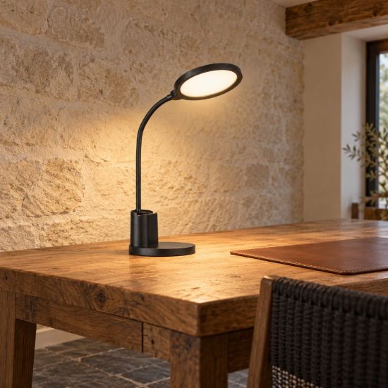 Eglo brolini lampada da scrivania led 2,1w cct 2700k 6500k 55cm dimmerabile per ufficio moderna nera