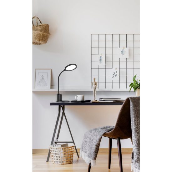 Eglo brolini lampada da scrivania led 2,1w cct 2700k 6500k 55cm dimmerabile per ufficio moderna nera