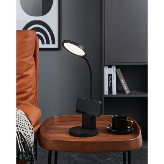 Eglo brolini lampada da scrivania led 2,1w cct 2700k 6500k 55cm dimmerabile per ufficio moderna nera
