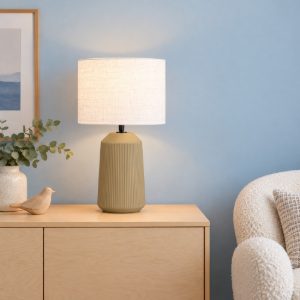 Eglo capalbio lampada da tavolo e27 41cm per soggiorno moderna sabbia