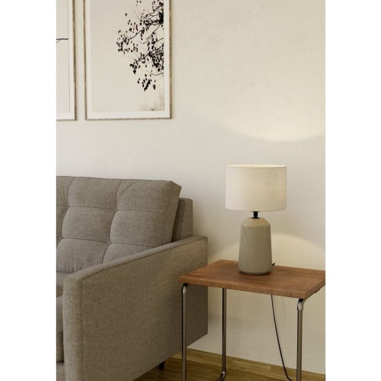 Eglo capalbio lampada da tavolo e27 41cm per soggiorno moderna sabbia