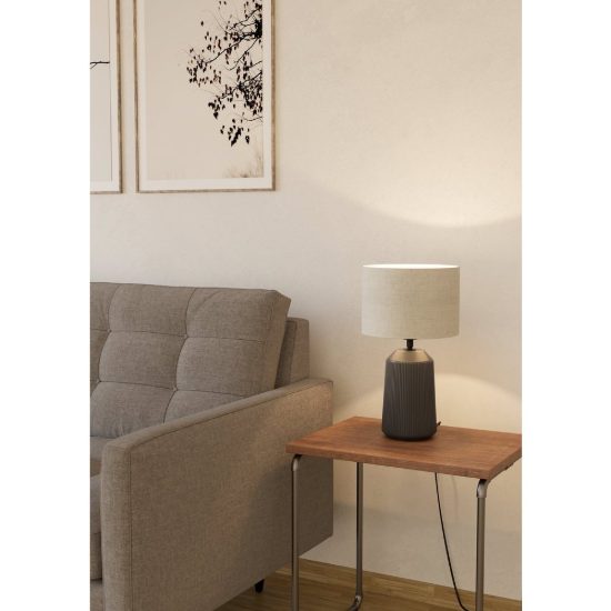 Eglo capalbio lampada da tavolo e27 41cm per soggiorno moderna grigia